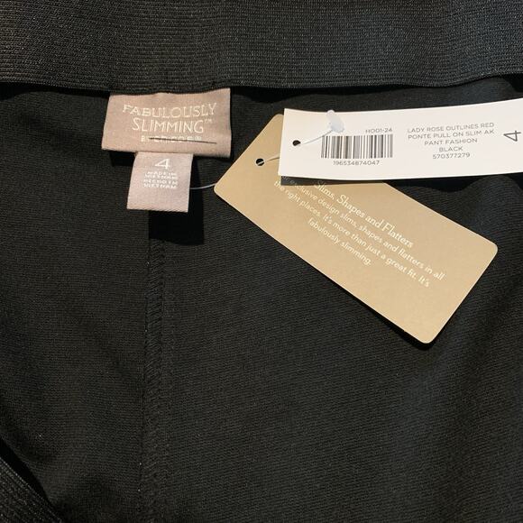 NWT Chico's Pants Womens Sz 4 (20) Fabulously Slim Black Lady Rose Ponte Pull-On - Picture 3 of 8